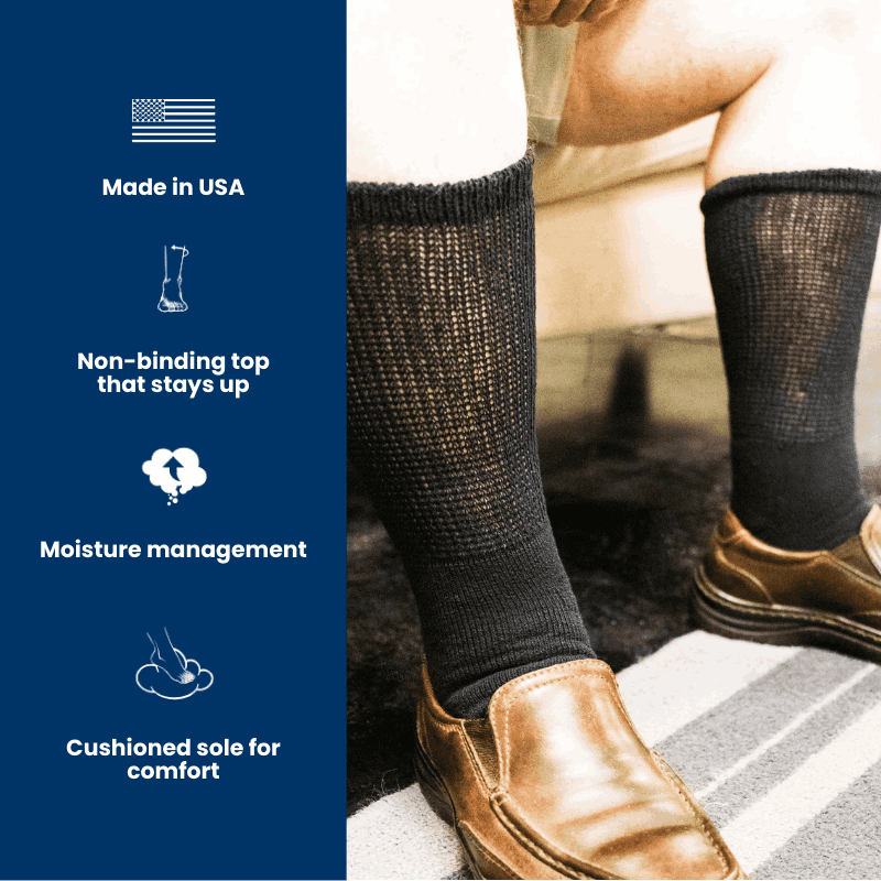 Calcetines Diabéticos Ultra Suaves a Media Pantorrilla para Hombre (4 Pares)