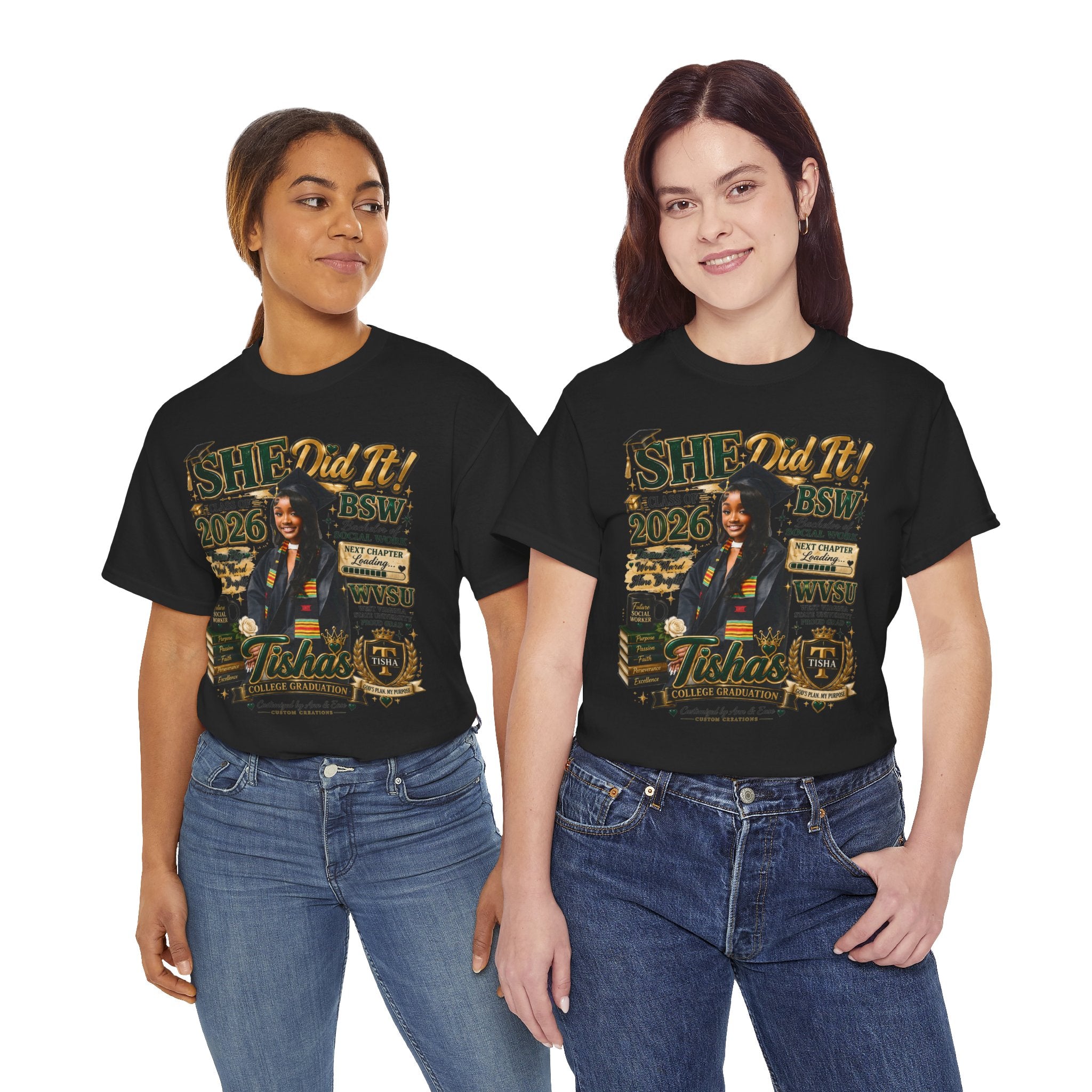 BSW Graduation T‑Shirt — "She Did It!" Personalized 2026 Social Work Grad Tee