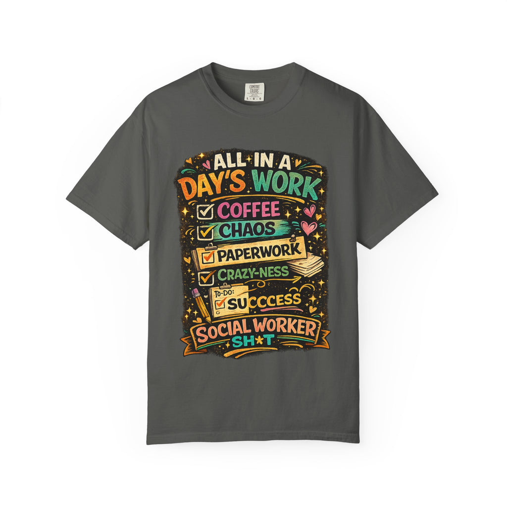 Social Worker T-Shirt — "All In a Day's Work" Checklist Tee