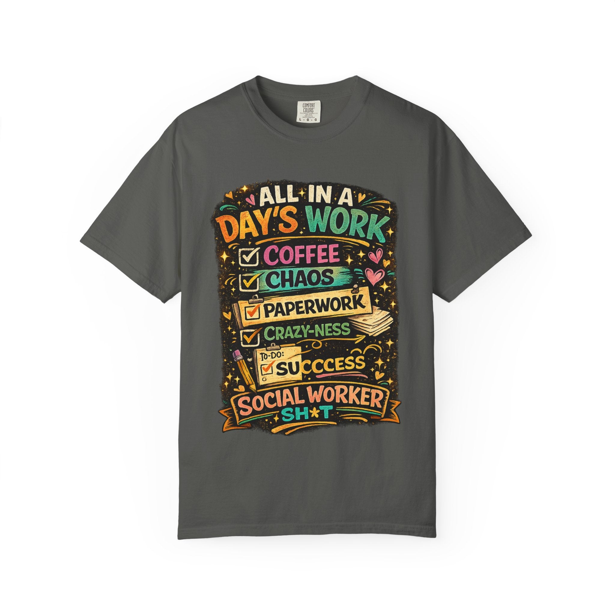 Social Worker T-Shirt — "All In a Day's Work" Checklist Tee