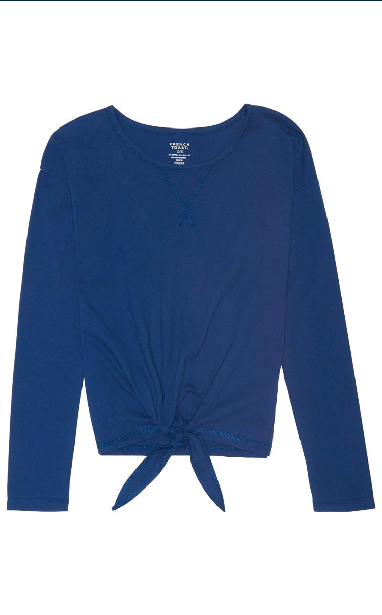 French Toast Girls Blusa con lazo delantero de manga larga