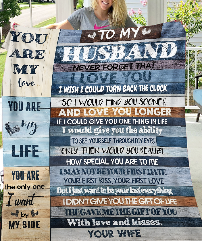 Manta de regalo para mi esposo – De tu esposa, con un corazón lleno de amor