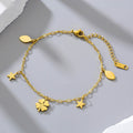 18k gold-plated four-petal bell flower pendant titanium steel anklet