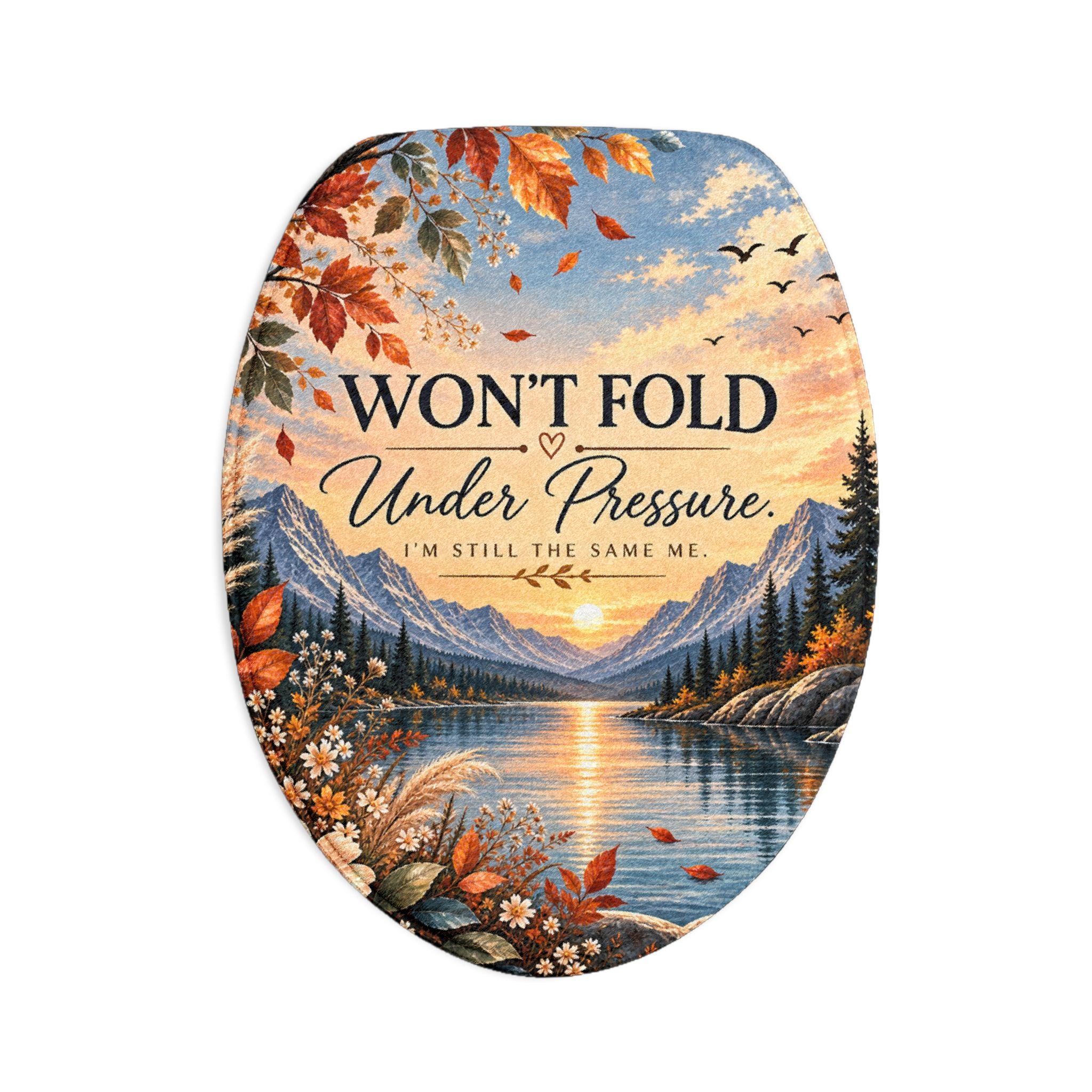 Inspirational Mountain Lake Bath Mat Set – "Won't Fold Under Pressure" 3-Piece Bathroom Rug