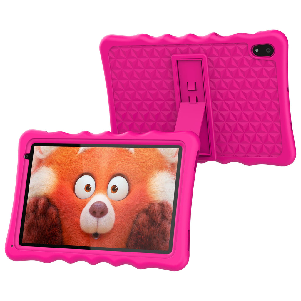 BYYBUO Kids Tablet 10.1 inch Android 13 Tablet for Kids 4GB RAM 32GB ROM 5000mAh Battery Toddler Tablets with Bluetooth WiFi Parental Control Dual Camera Shockproof Case (Pink)