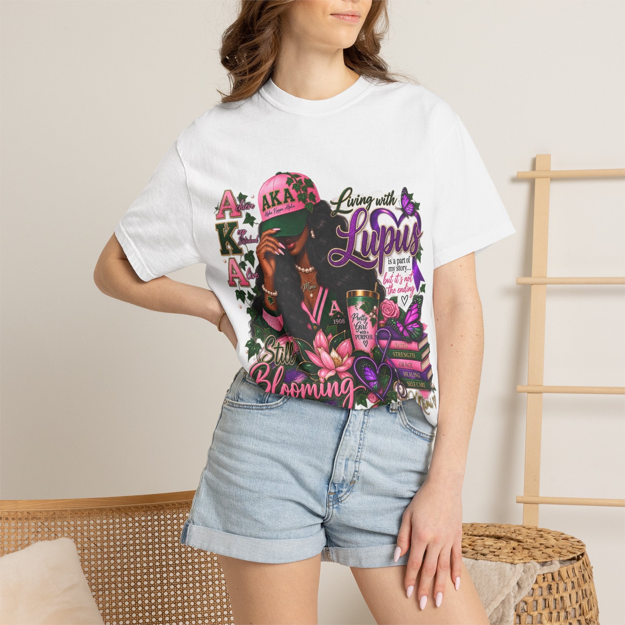 Lupus Awareness AKA Sisterhood T-Shirt - "Still Blooming" Garment-Dyed Tee