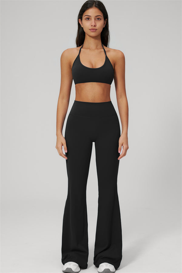 Conjunto de 2 piezas Rapture: Sujetador deportivo y Leggings acampanados