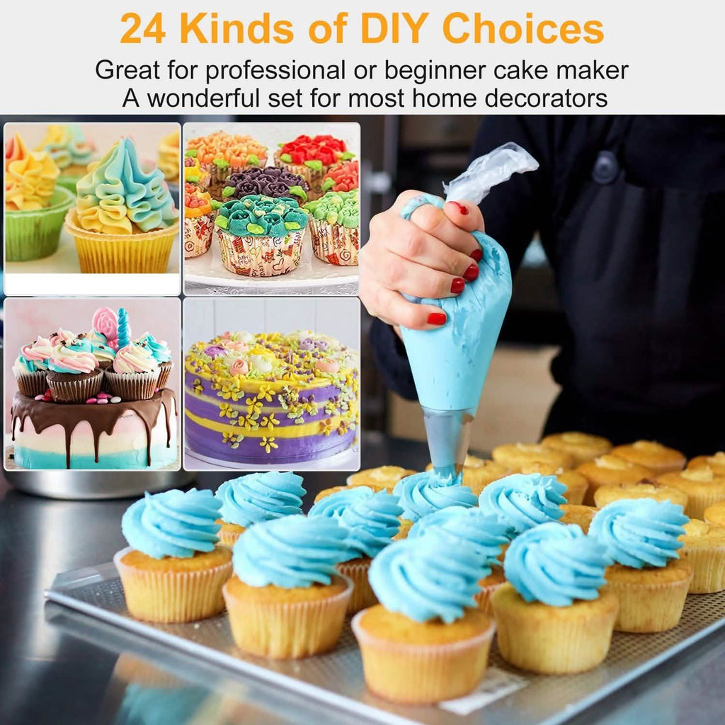 24-Piece: Stainless Steel Cake Decorating Supplies Kit