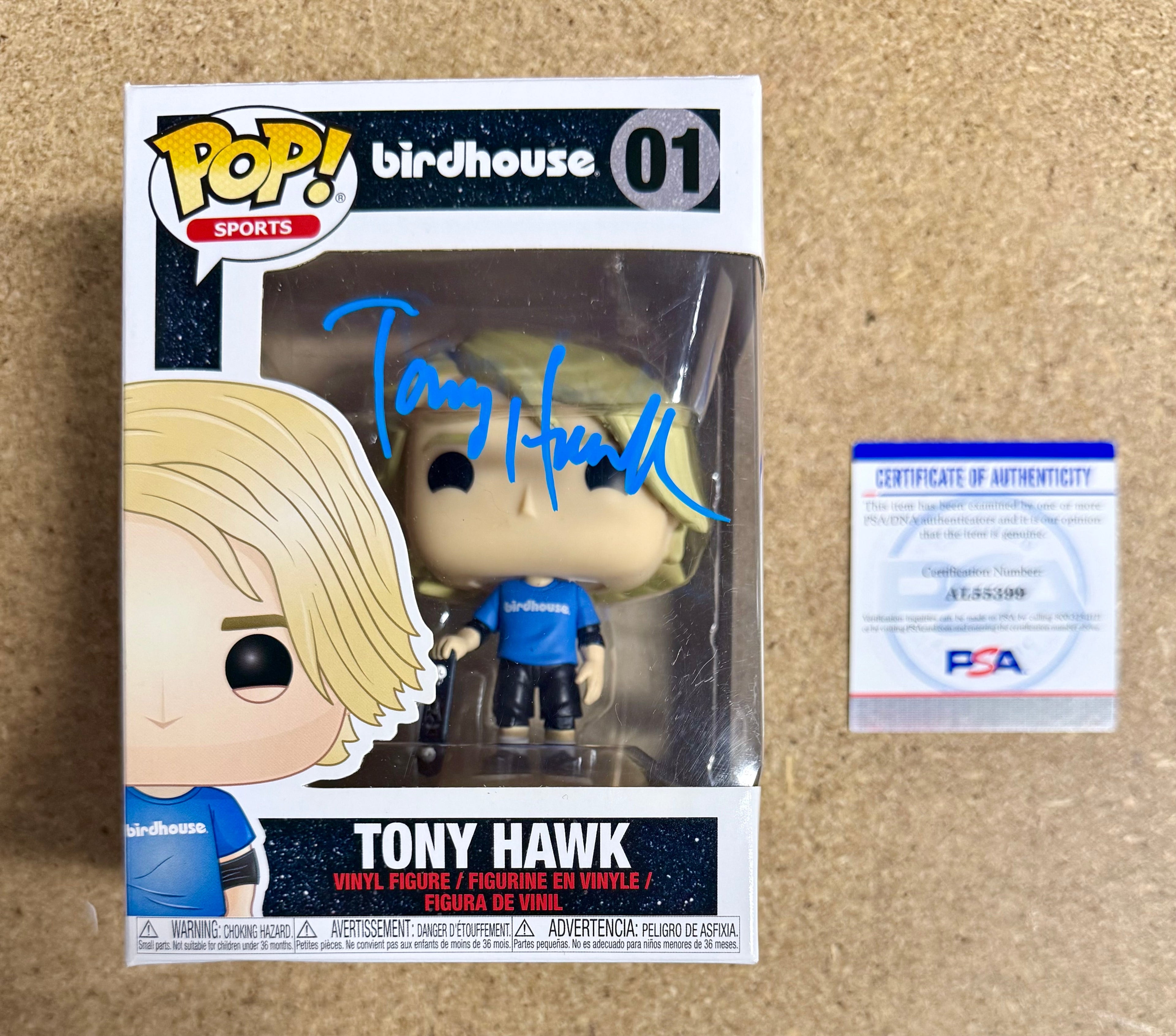 Tony Hawk Skater Profesional Firmado Birdhouse Funko Pop! #01 con Certificado de Autenticidad PSA