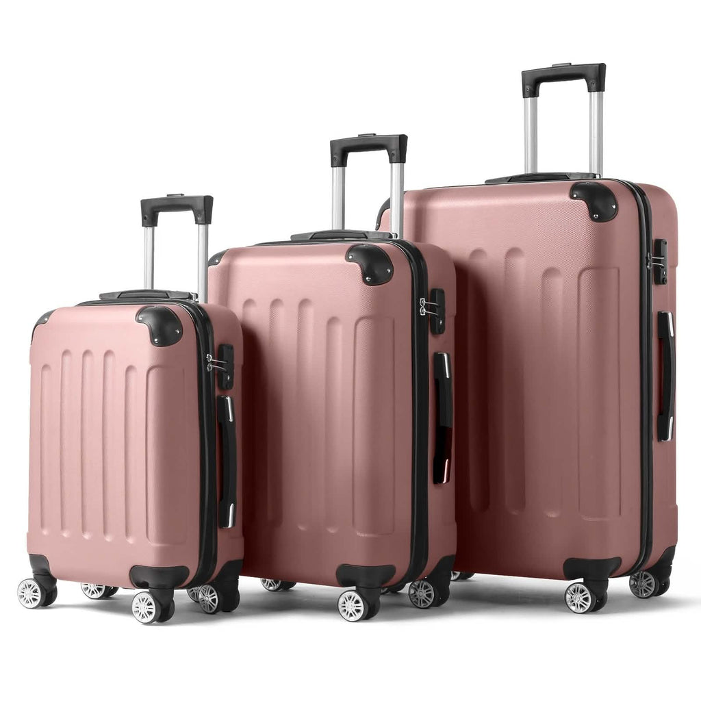 Juego de maletas rígidas de 3 piezas con cerradura TSA – Ruedas giratorias de 360° de 20/24/28 pulgadas