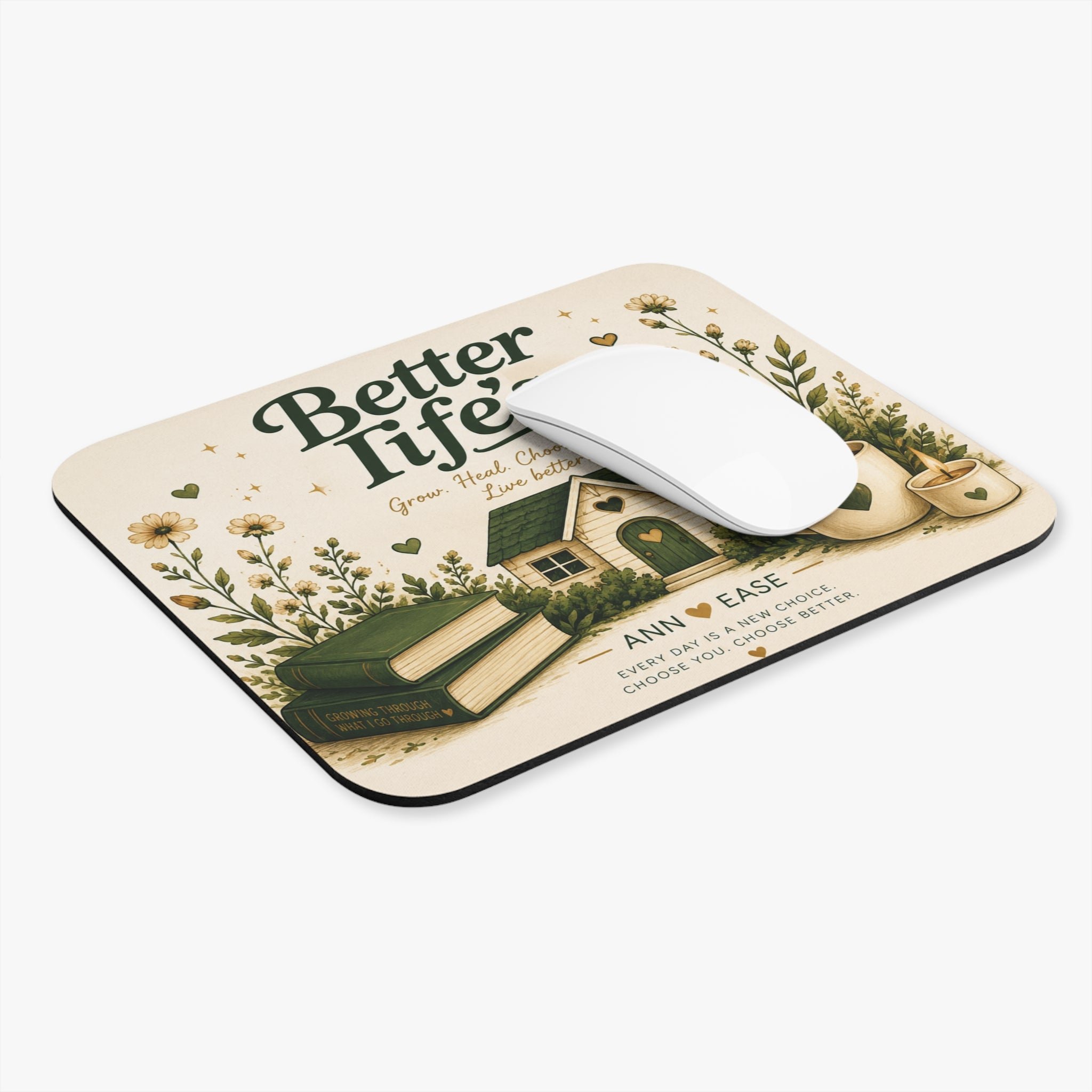 Better Life's Inspirational Mouse Pad — Cozy Home, Books & Coffee Desk Mat