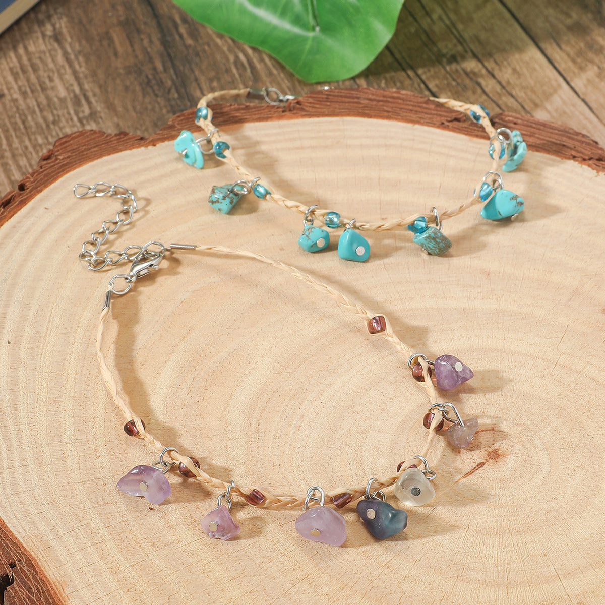 Bohemian Multicolor Pebble Anklet For Women