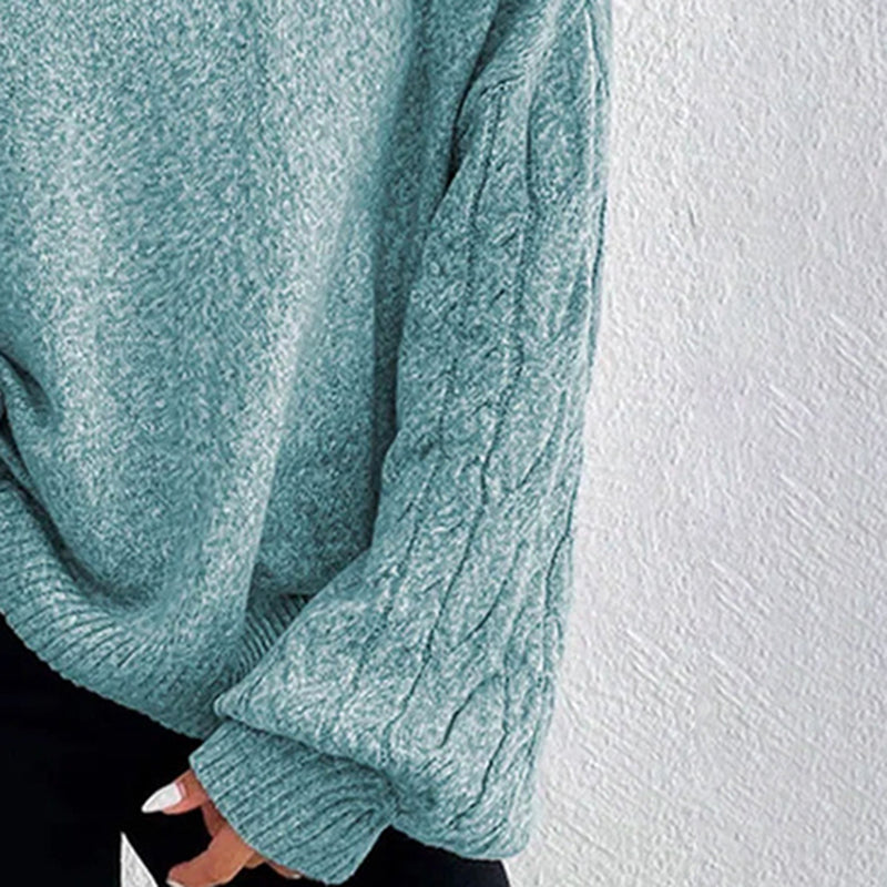 Women's Cold Shoulder Sweater - High Neck Cut Out Pullover Long Sleeve