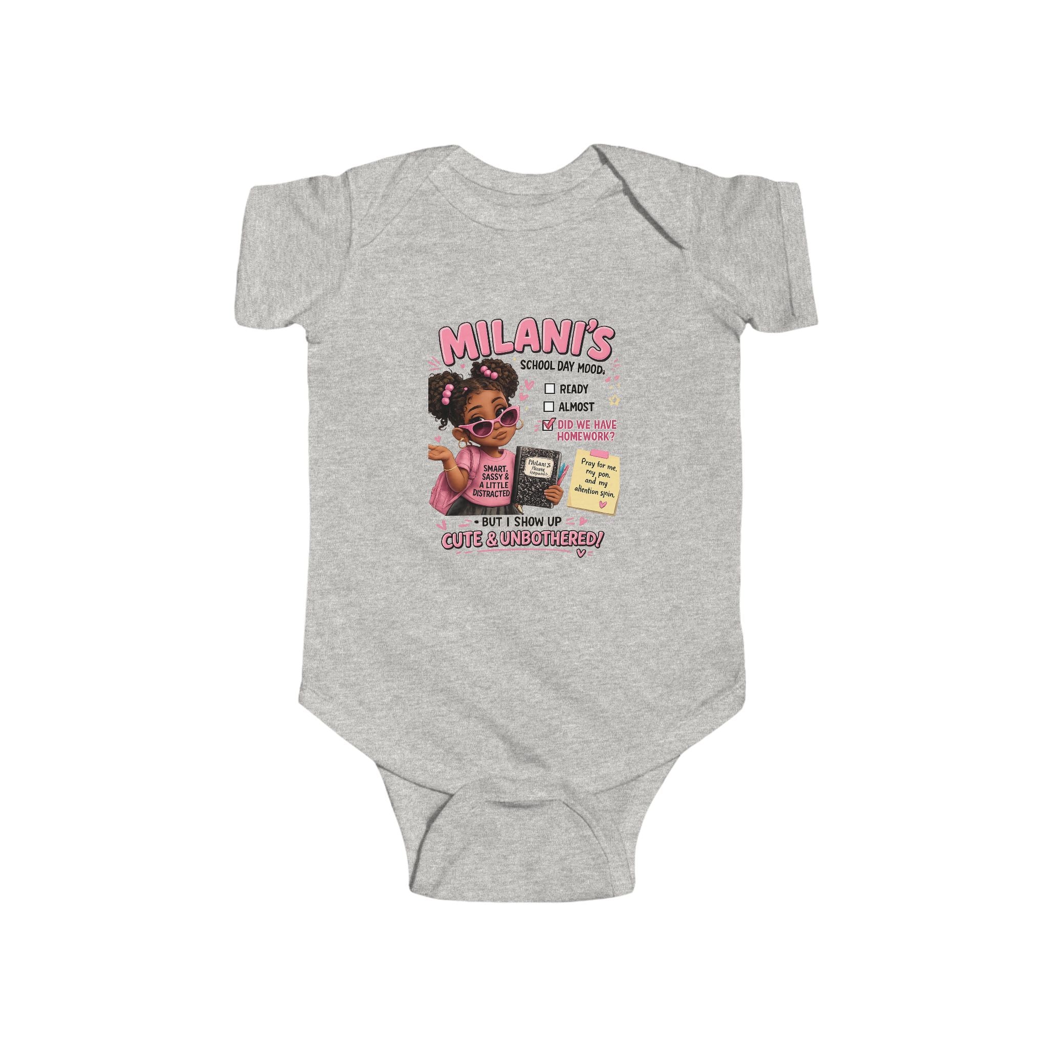 Personalized "Milani's School Days" Infant Bodysuit – Cute Back-to-School Baby Onesie