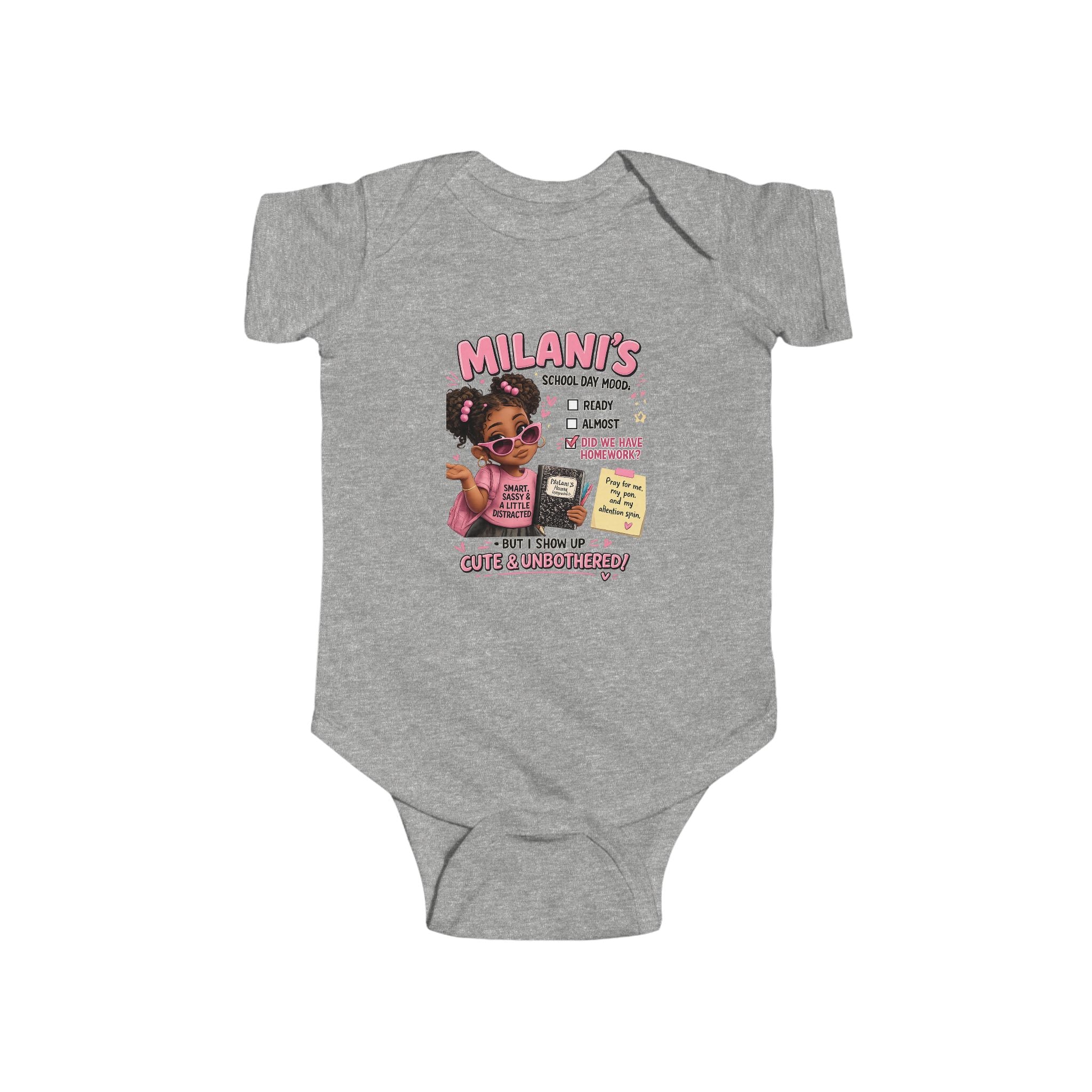 Personalized "Milani's School Days" Infant Bodysuit – Cute Back-to-School Baby Onesie