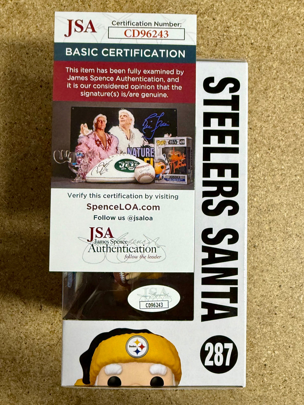 Brett Keisel Funko Pop! de Papá Noel de los Pittsburgh Steelers de la NFL firmado #287 con COA de JSA