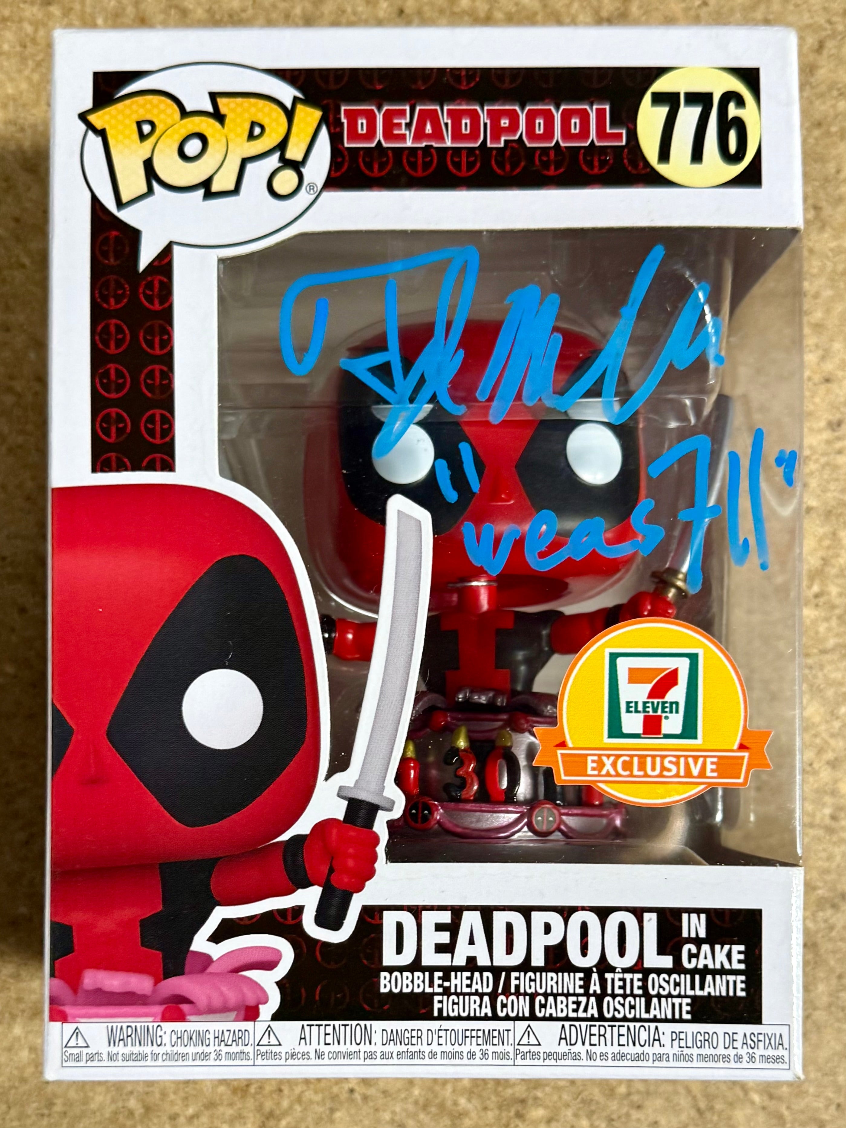 TJ Miller “Weasel” Funko Pop de Deadpool metálico autografiado #776 Exclusivo con COA de JSA