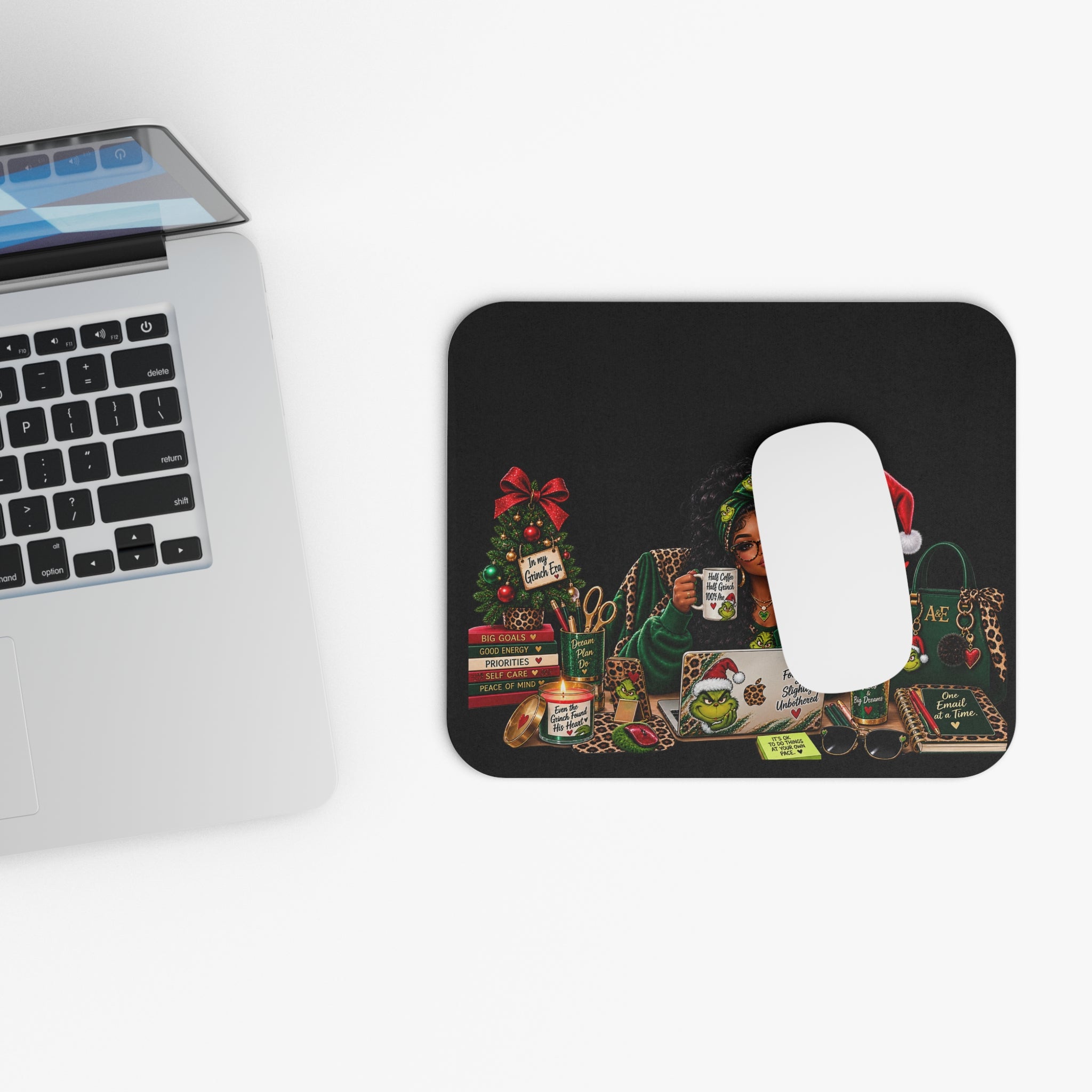 Grinch Holiday Desk Mouse Pad — Cozy Christmas Office Gaming Mat