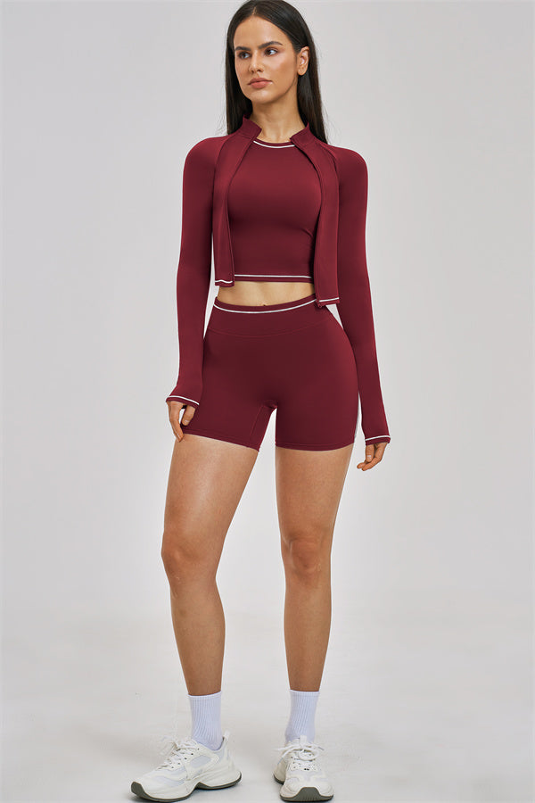 Conjunto de 3 piezas de chaqueta, top corto y pantalón corto Unbound