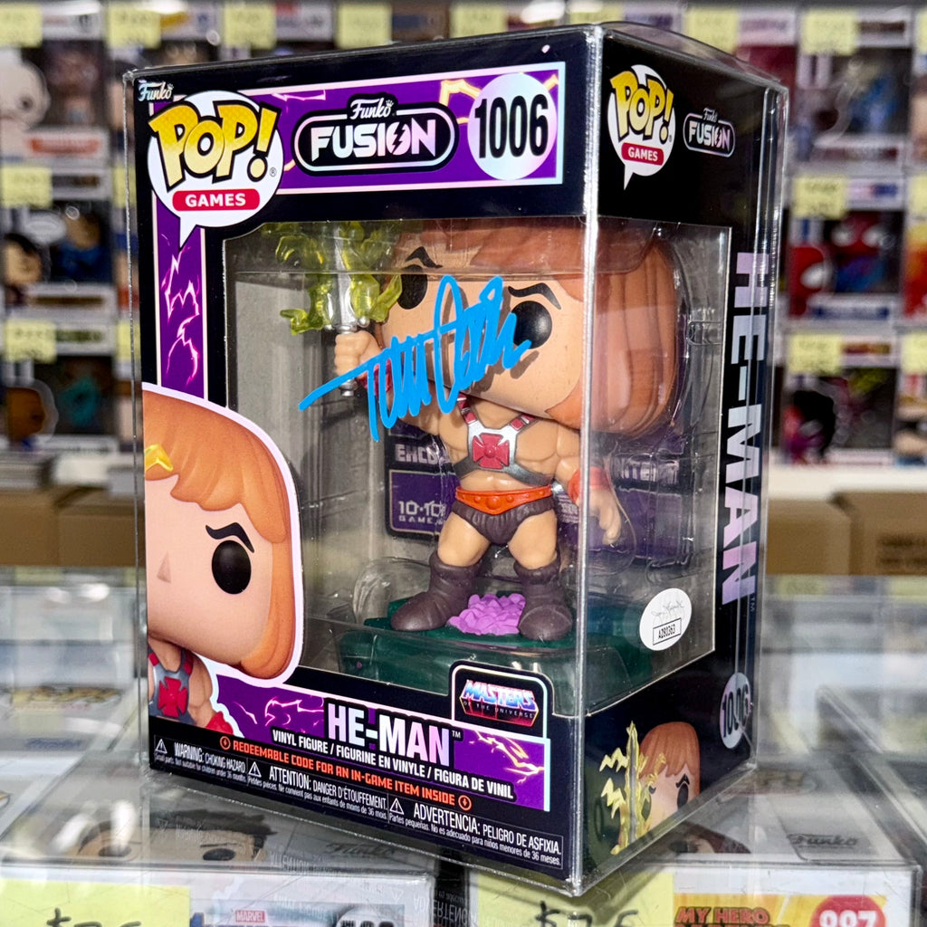 Tom Cook firmó un Funko Pop! #1006 de He-Man Masters Of The Universe con certificado de autenticidad JSA
