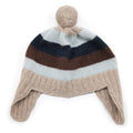 GORRO DE BEBÉ A RAYAS CON OREJERAS Y POMPÓN