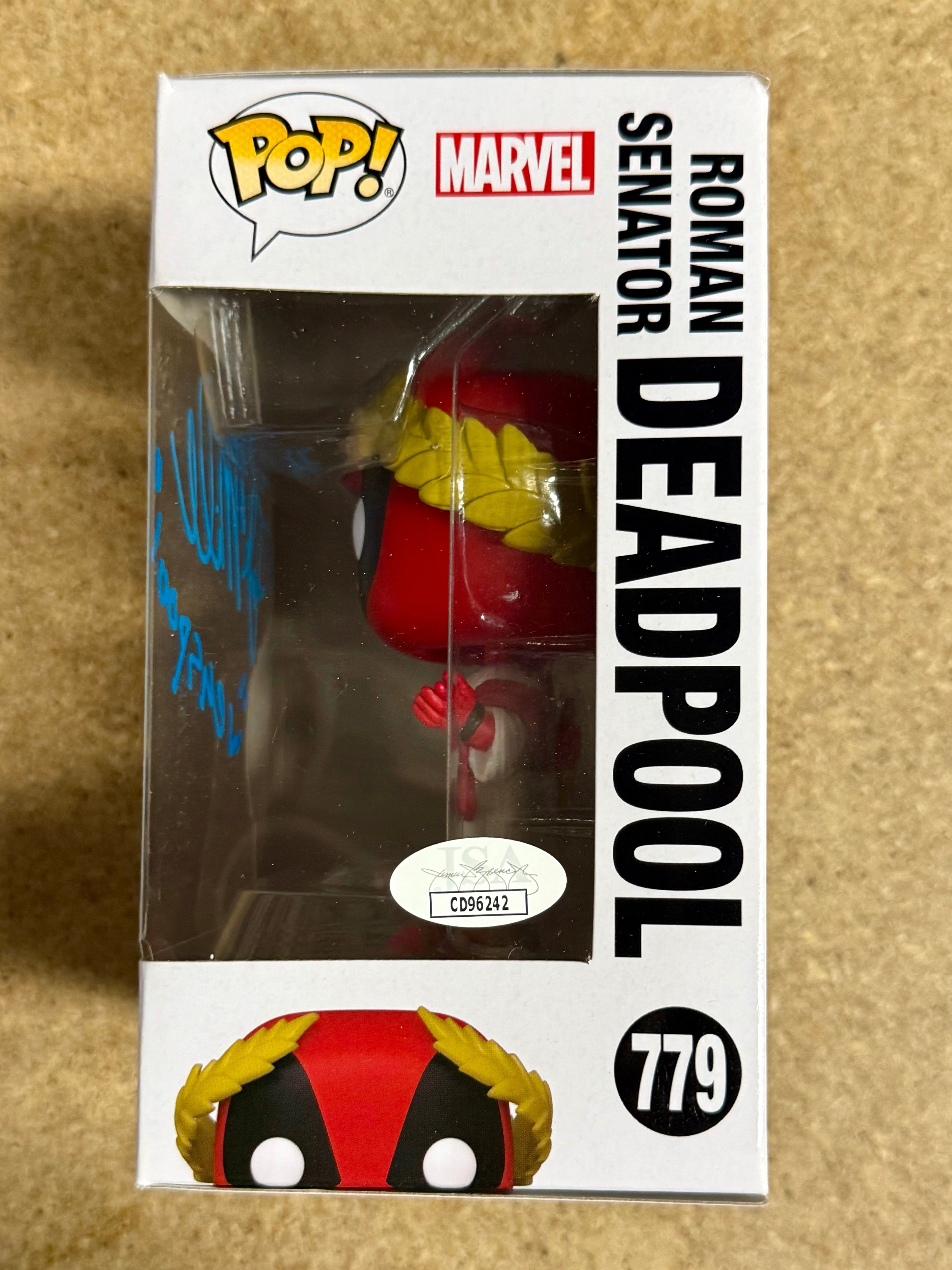 TJ Miller "Weasel" Firmado Senador Romano Deadpool Funko Pop #779 con COA de JSA