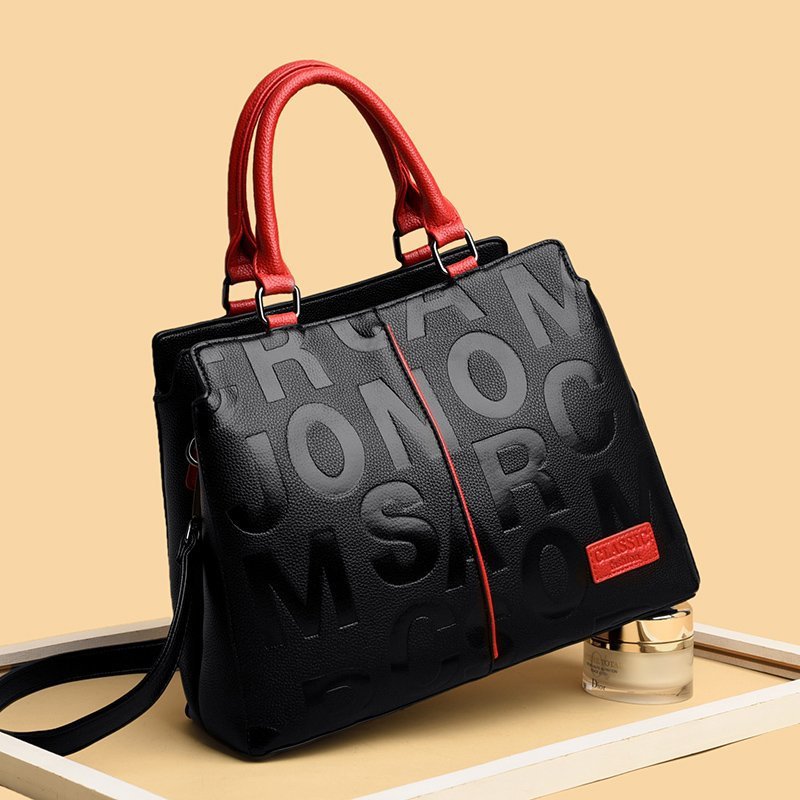 Bolso de hombro con estampado de monograma, color llamativo con gran capacidad, bolso de mano casual para damas y niñas, bolsos de lujo de alta calidad para mujeres