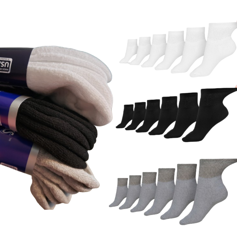 Calcetines tobilleros de algodón para diabéticos de hombre (6 pares)