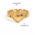 18K gold heart titanium steel ring