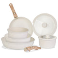 Juego de utensilios de cocina antiadherentes de 9 piezas, ollas y sartenes con asas desmontables, tapas de vidrio templado, aptas para lavavajillas y horno, de aleación de aluminio.