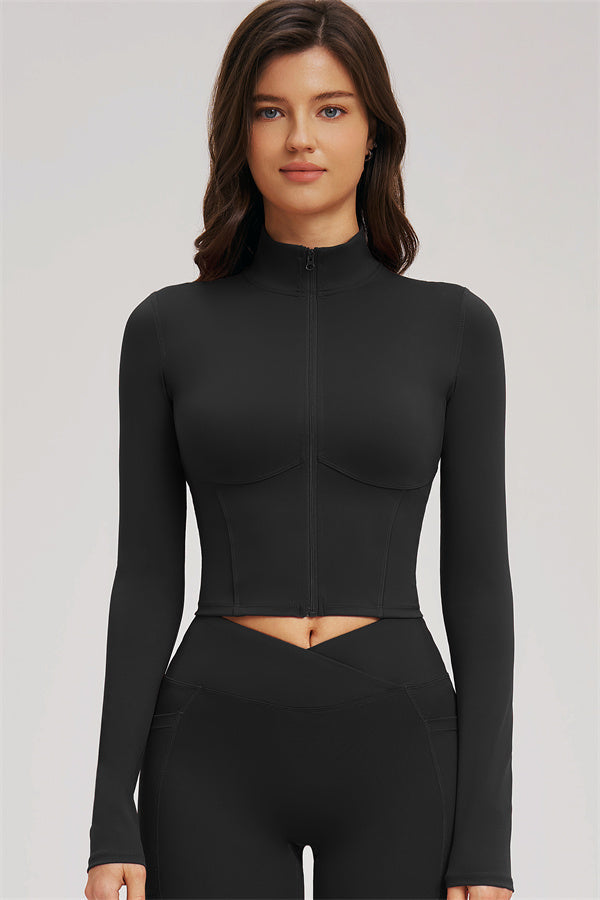 El conjunto de 3 piezas Sizzle Zip Jacket Sports Bra Flared Leggings
