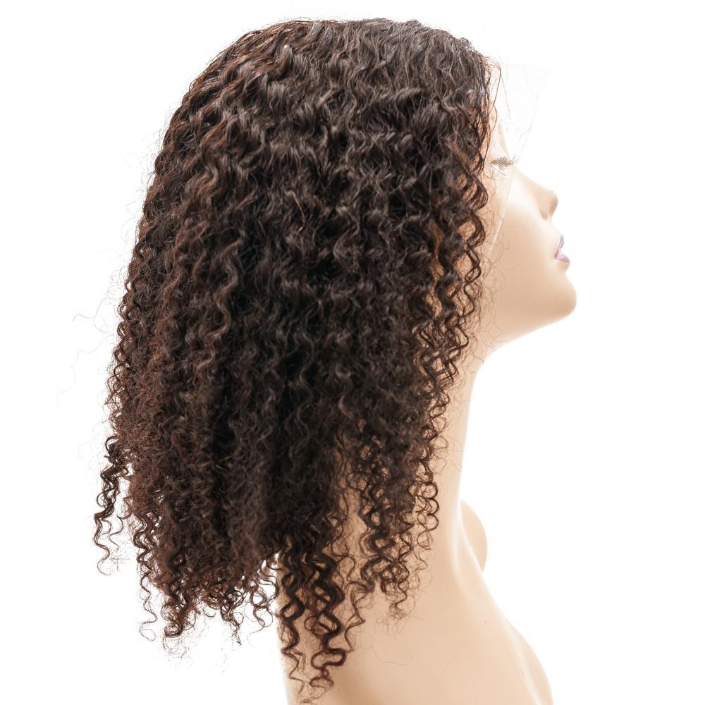 Peluca Bob de cabello humano 100%, con encaje frontal transparente 13x4, color café