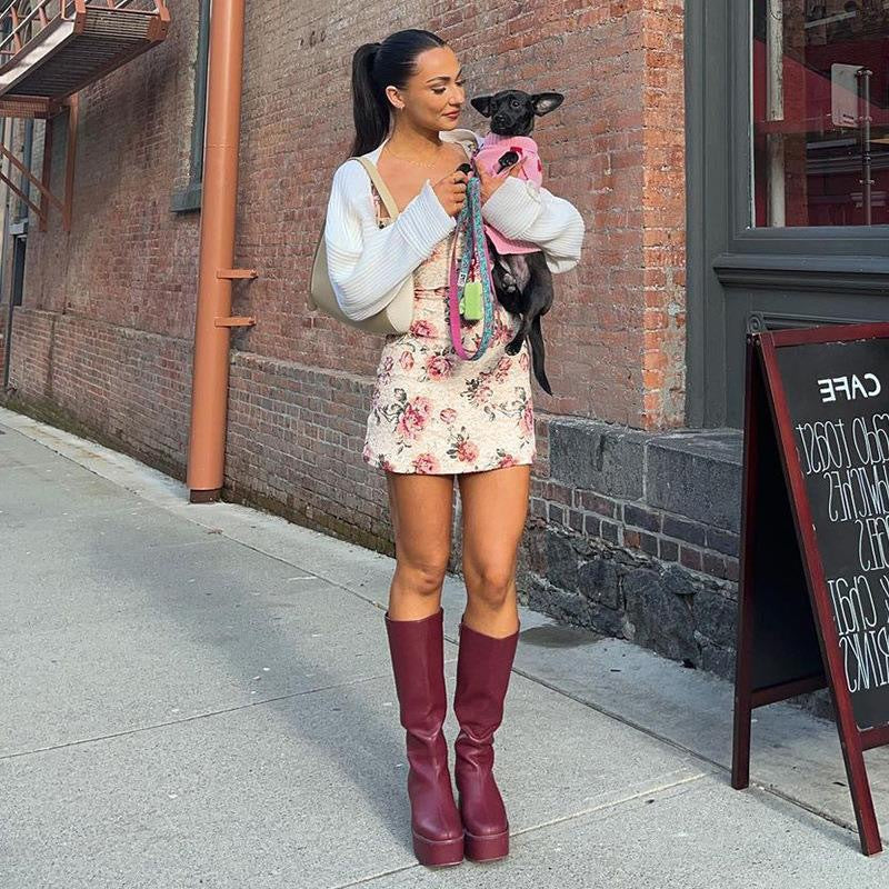 Women’s Floral Deep V-Neck Sleeveless Suspender Dress