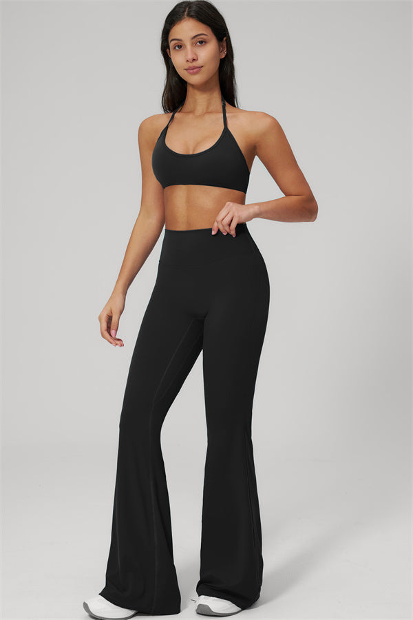 Conjunto de 2 piezas Rapture: Sujetador deportivo y Leggings acampanados