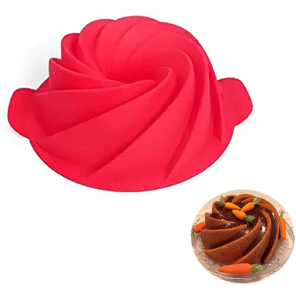 2 unidades de molde de silicona para Bundt Cake, grande en forma de espiral, de 10 pulgadas, molde para hornear pan, herramientas de horneado, molde para pasteles con forma de ciclón, herramienta para hornear