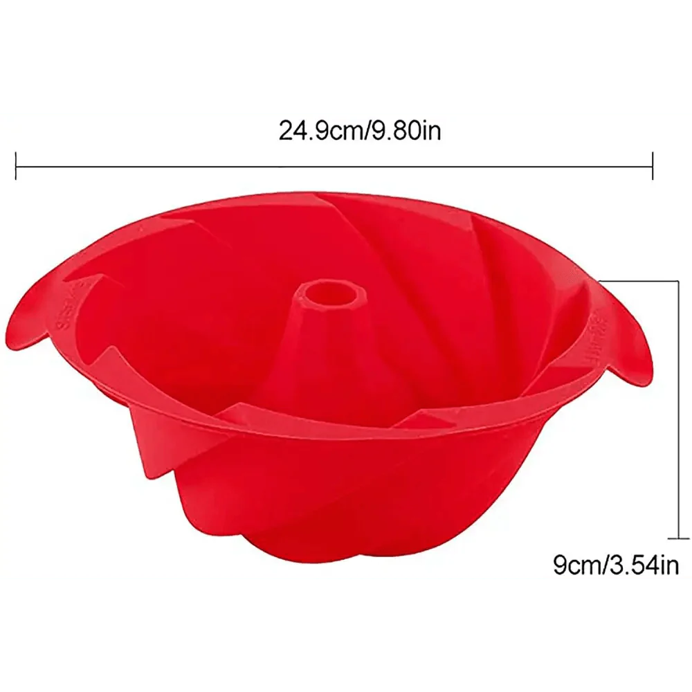 2 unidades de molde de silicona para Bundt Cake, grande en forma de espiral, de 10 pulgadas, molde para hornear pan, herramientas de horneado, molde para pasteles con forma de ciclón, herramienta para hornear