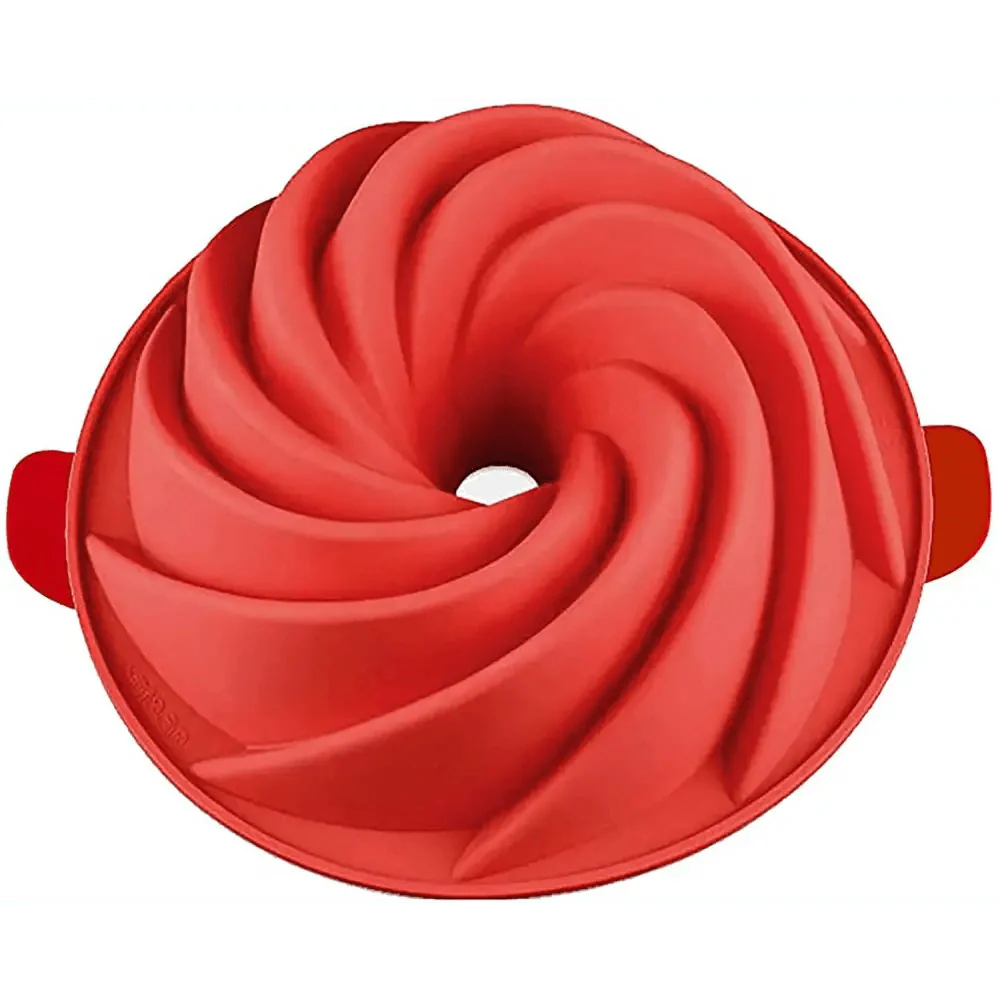 2 unidades de molde de silicona para Bundt Cake, grande en forma de espiral, de 10 pulgadas, molde para hornear pan, herramientas de horneado, molde para pasteles con forma de ciclón, herramienta para hornear