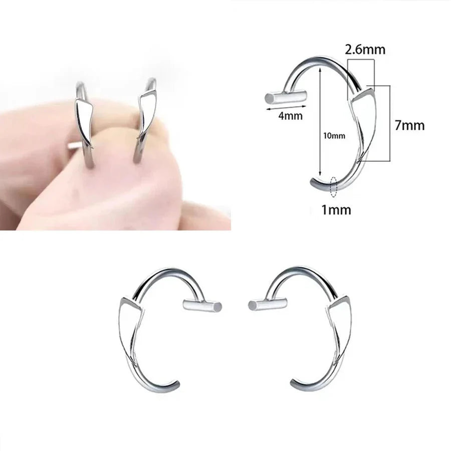 2 Piece Set Stainless Steel Clip-On Nose and Lip Rings | Punk Style Fake Piercing Jewelry