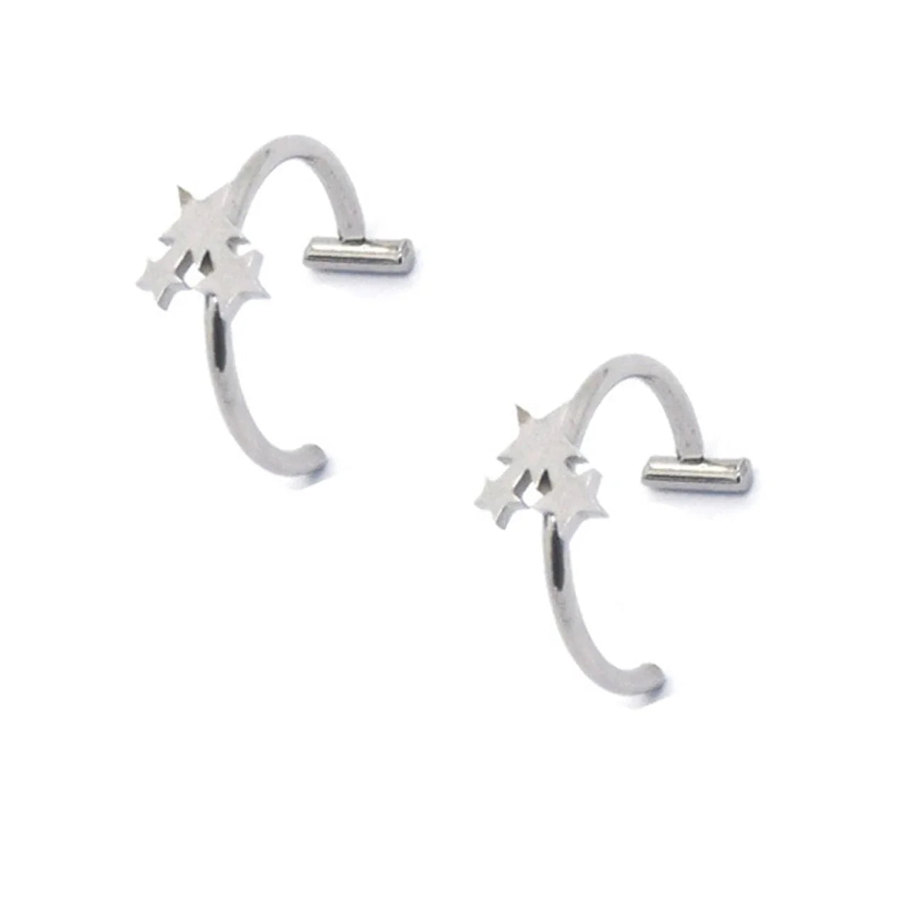 Set de 2 piercings falsos de acero inoxidable para nariz y labio | Joyería de imitación estilo punk