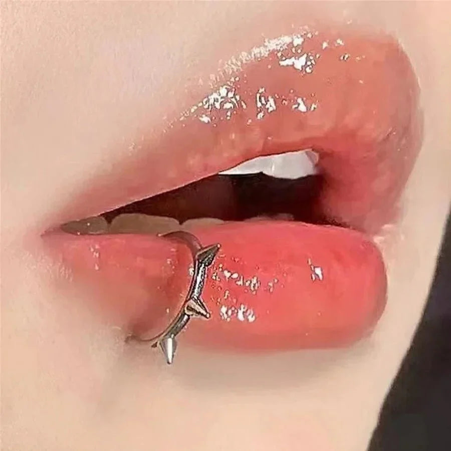 2 Piece Set Stainless Steel Clip-On Nose and Lip Rings | Punk Style Fake Piercing Jewelry