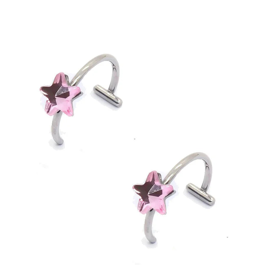 Set de 2 piercings falsos de acero inoxidable para nariz y labio | Joyería de imitación estilo punk