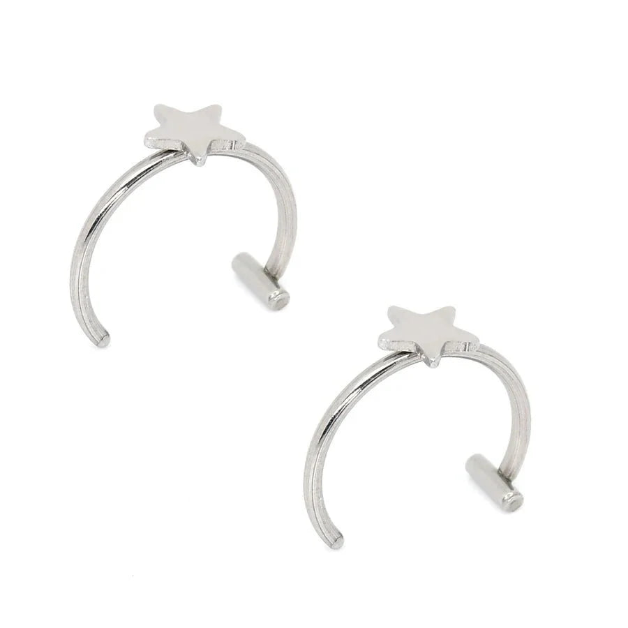 Set de 2 piercings falsos de acero inoxidable para nariz y labio | Joyería de imitación estilo punk