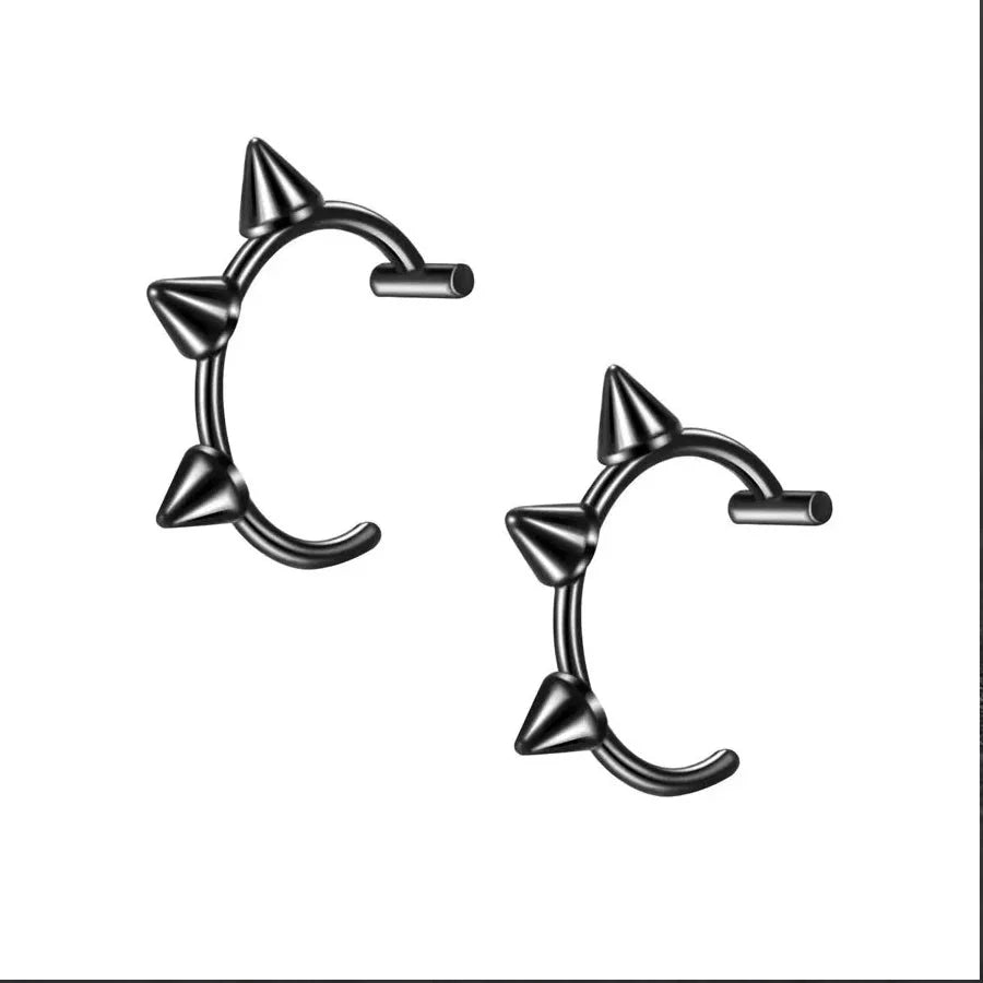 Set de 2 piercings falsos de acero inoxidable para nariz y labio | Joyería de imitación estilo punk