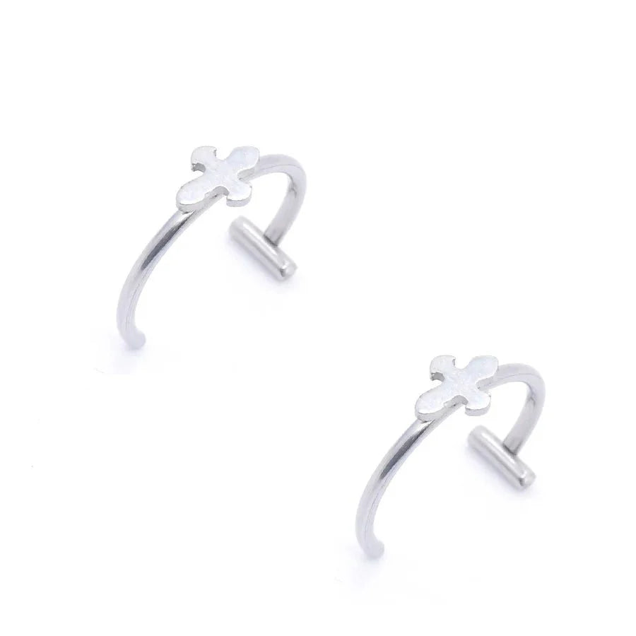 Set de 2 piercings falsos de acero inoxidable para nariz y labio | Joyería de imitación estilo punk
