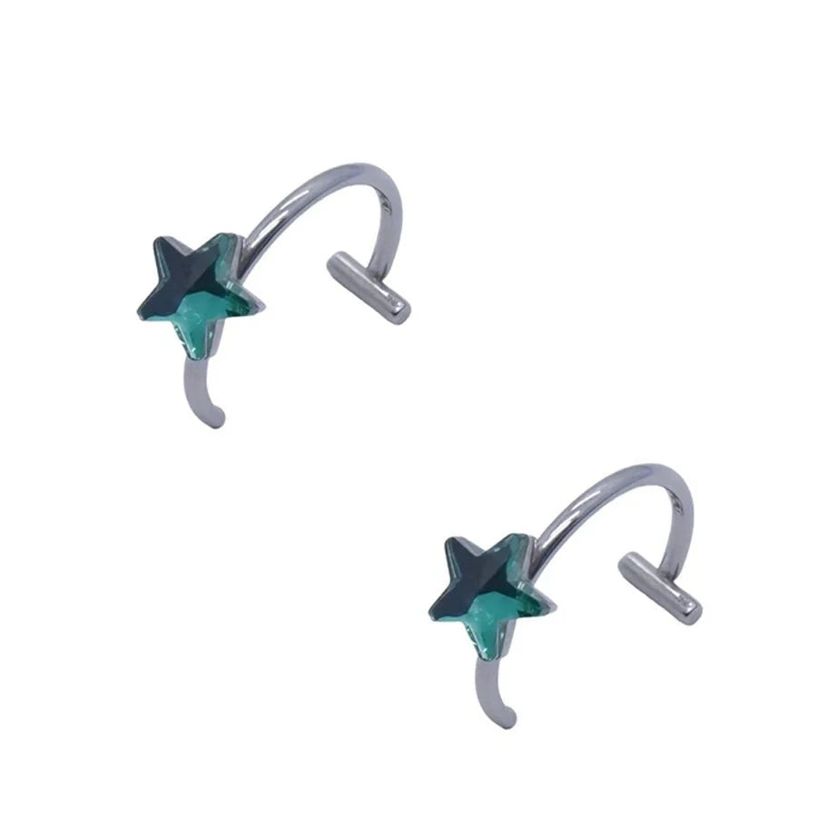 Set de 2 piercings falsos de acero inoxidable para nariz y labio | Joyería de imitación estilo punk