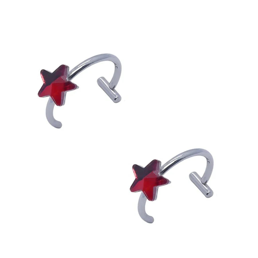 2 Piece Set Stainless Steel Clip-On Nose and Lip Rings | Punk Style Fake Piercing Jewelry