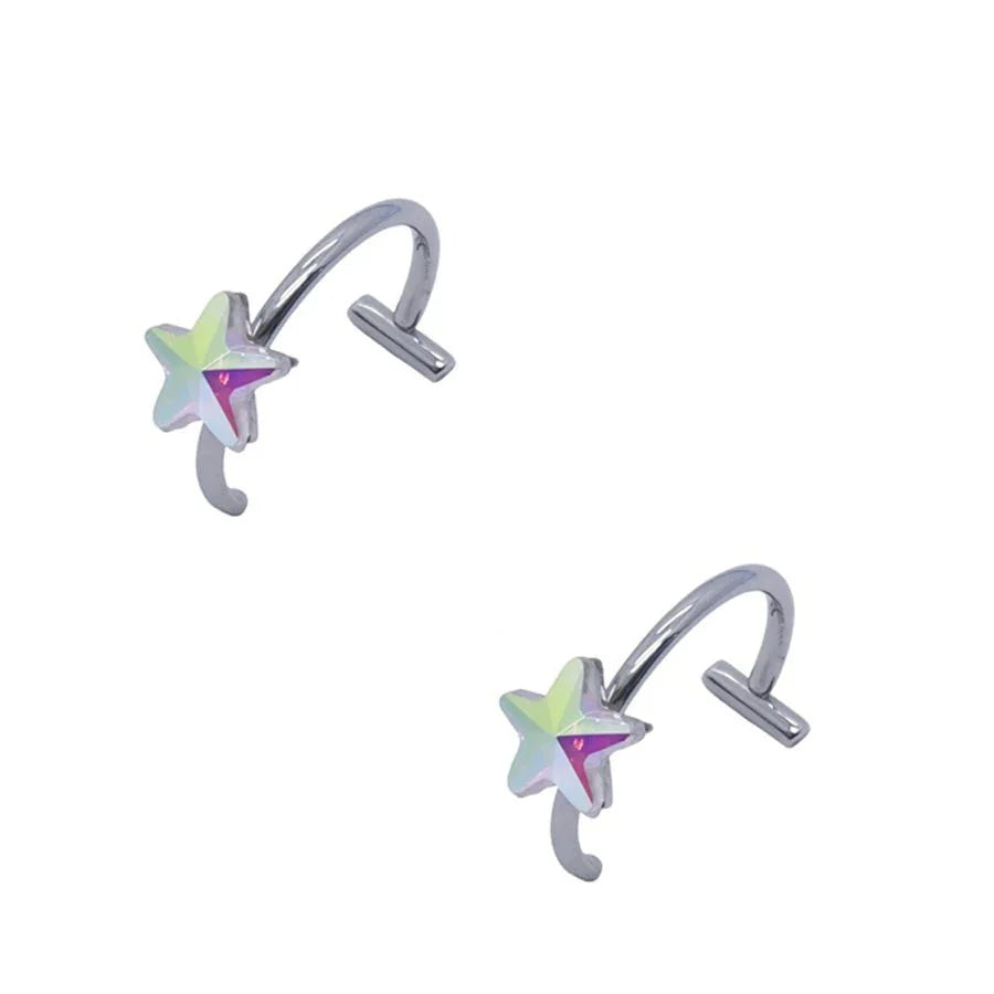 Set de 2 piercings falsos de acero inoxidable para nariz y labio | Joyería de imitación estilo punk