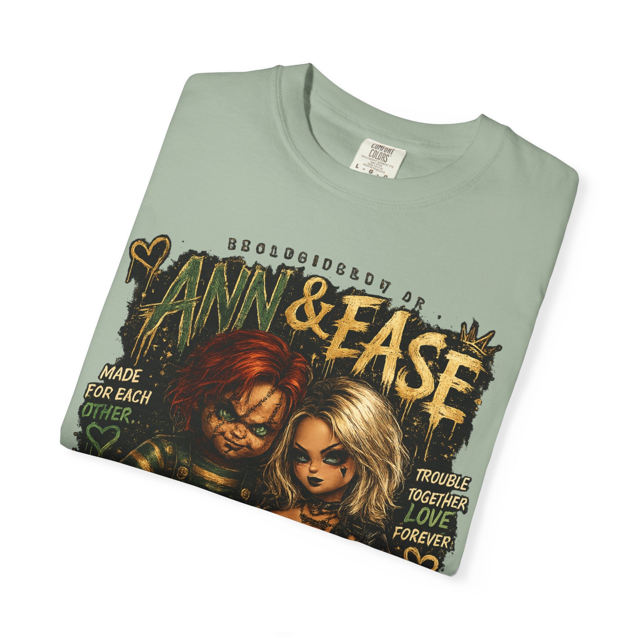 T-Shirt — "Ann & Ease: Dysfunctional But Devoted" Horror Couple Graphic Tee