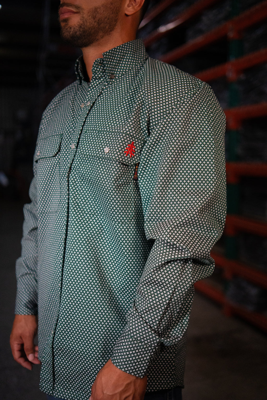 Camisa de trabajo con botones a presión FR - Verde Gunner