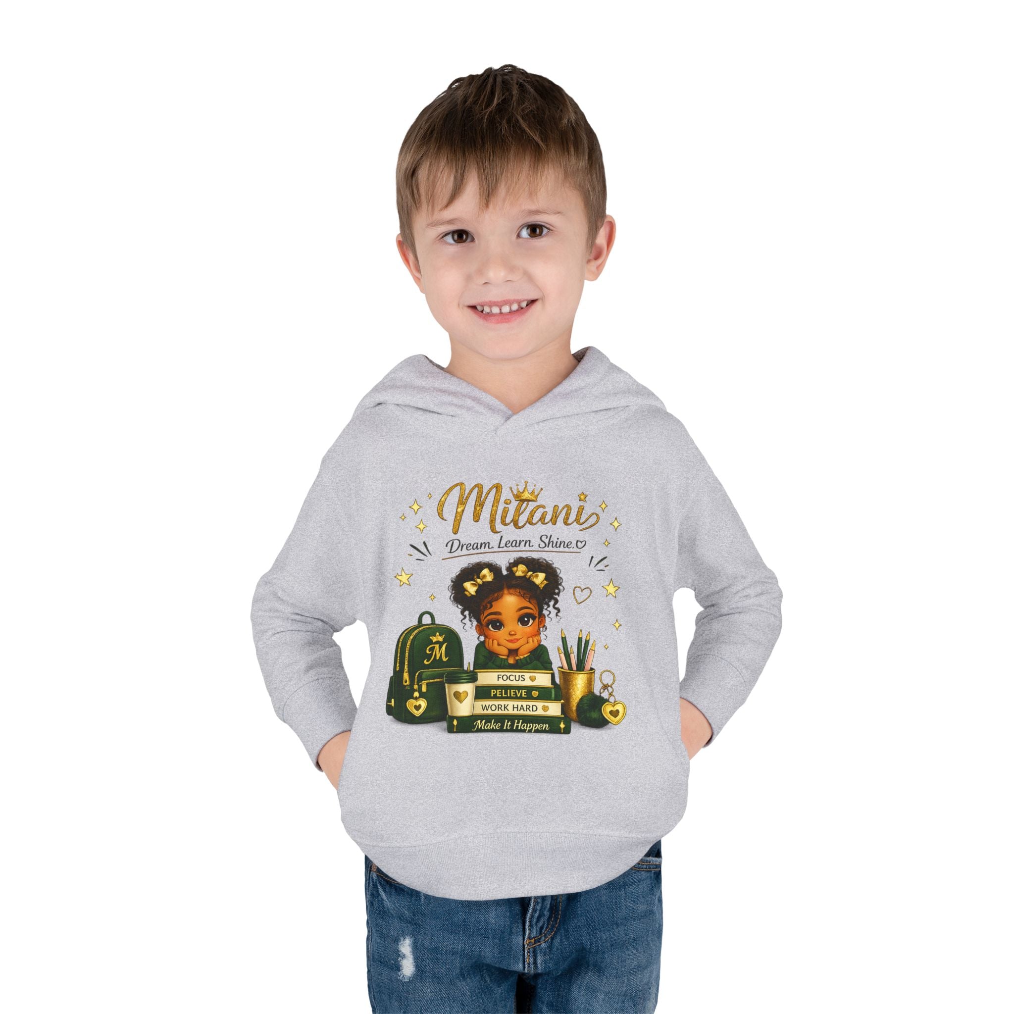 Toddler Hoodie — "Little Girl with Big Dreams" Personalized Motivational Pullover